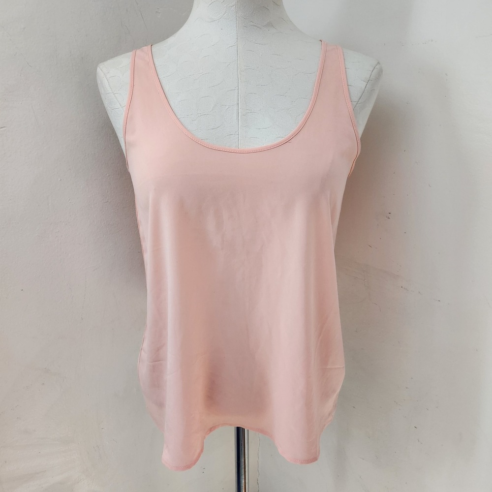 Frenchi Womens Peach Pink Scoop Neck Tank Top Sleeveless Blouse Small